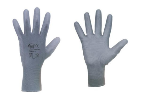 Feinstrick-Handschuh PU-Beschichtung grau Gr. 8