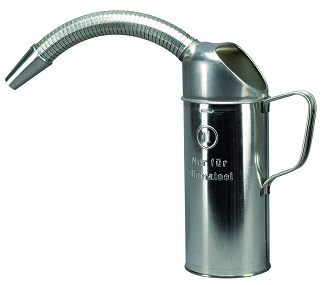 Messbecher Weiblech mit Metallschlauch Rohr 1 L