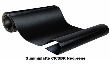 Gummiplatte 1 mm CR/SBR 50 ShA (Rolle 1400 breit)