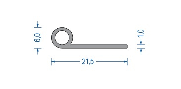 Silikonfahnenprofil grau 6x21,5x1 mm (50 m)