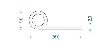 Silikonfahnenprofil transluzent 9x26x2 mm (50 m)