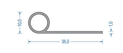 Silikonfahnenprofil grau 10x35x1 mm (25 m)