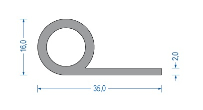 Silikonfahnenprofil grau 16x35x2 mm (25 m)