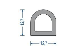 Silikon-Hohlkammerprofil 12,7x12,7 mm grau (25 m)