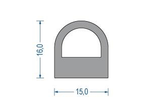 Silikon-Hohlkammerprofil 16x15 mm grau (25 m)