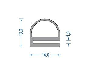 Silikon-Hohlkammerprofil 13x14x1,5 grau (25 m)
