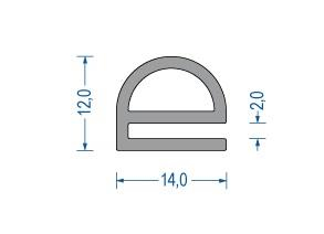 Silikon-Hohlkammerprofil 12x14x2 mm grau (25 m)