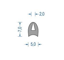 Silikon U-Profil 7x5x2 mm grau (50 m)