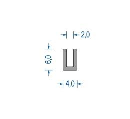 Silikon U-Profil 6x4x2 mm grau (50 m)