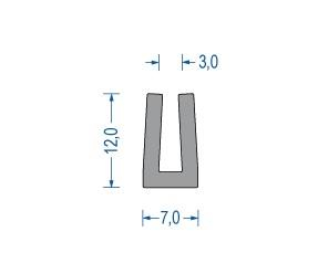 Silikon U-Profil 12x7x3 mm grau (50 m)