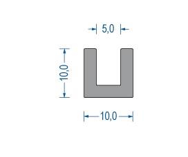 Silikon U-Profil 10x10x5 mm grau (25 m)