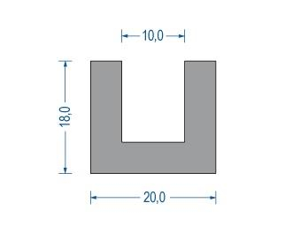 Silikon U-Profil 18x20x10 mm grau (25 m)