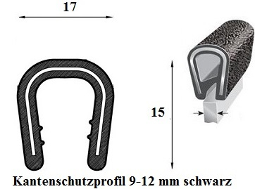 Kantenschutzprofil 9-12 mm schwarz (100 m)