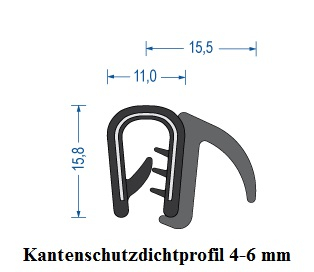 Kantenschutzdichtprofil 4-6 mm schwarz (50 m)