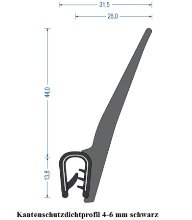 Kantenschutzdichtprofil 4-6 mm schwarz (25 m)