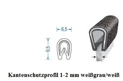 Kantenschutzprofil 1-2 mm weigrau/wei