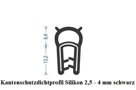 Kantenschutzdichtprofil 2,5 - 4 mm Silikon schwarz