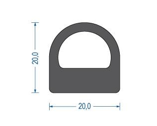 Moosgummi Halbrundprofil Schwarz (25 m.)