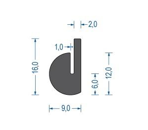 Moosgummi U-Profil schwarz EPDM (50 m)