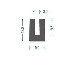 Moosgummi U-Profil schwarz EPDM (50 m)
