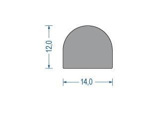 Moosgummi Halbrundprofil Grau (50 m)