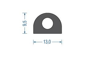 Moosgummi Halbrundprofil Schwarz (100 m)