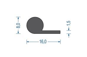 Moosgummi Fahnenprofil schwarz (VE 50 m)
