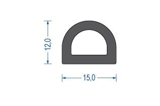 Moosgummi Halbrundprofil Schwarz (100 m)