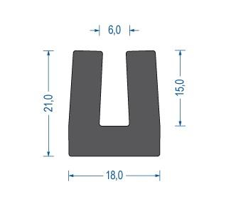 Moosgummi U Profil schwarz EPDM (50 m)