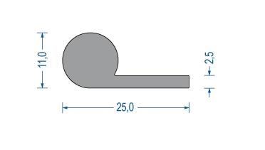 Moosgummi Fahnenprofil grau (VE 25 m)