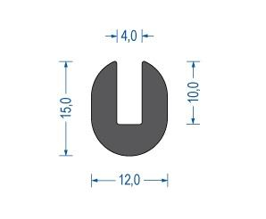 Moosgummi U-Profil schwarz EPDM (50 m)
