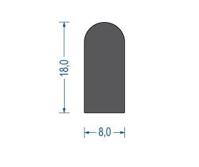 Moosgummi Halbrundprofil Schwarz (50 m)