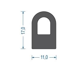 Moosgummi Halbrundprofil Schwarz (50 m)