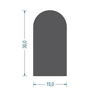 Moosgummi Halbrundprofil Schwarz (25 m)