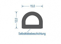 Moosgummi Halbrundprofil Schwarz (100 m) SK