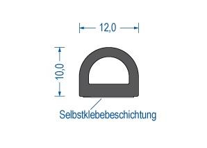 Moosgummi Halbrundprofil Schwarz (100 m) SK