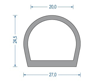 Silikon-Hohlkammerprofil 27x24,5x20 mm (25 m)